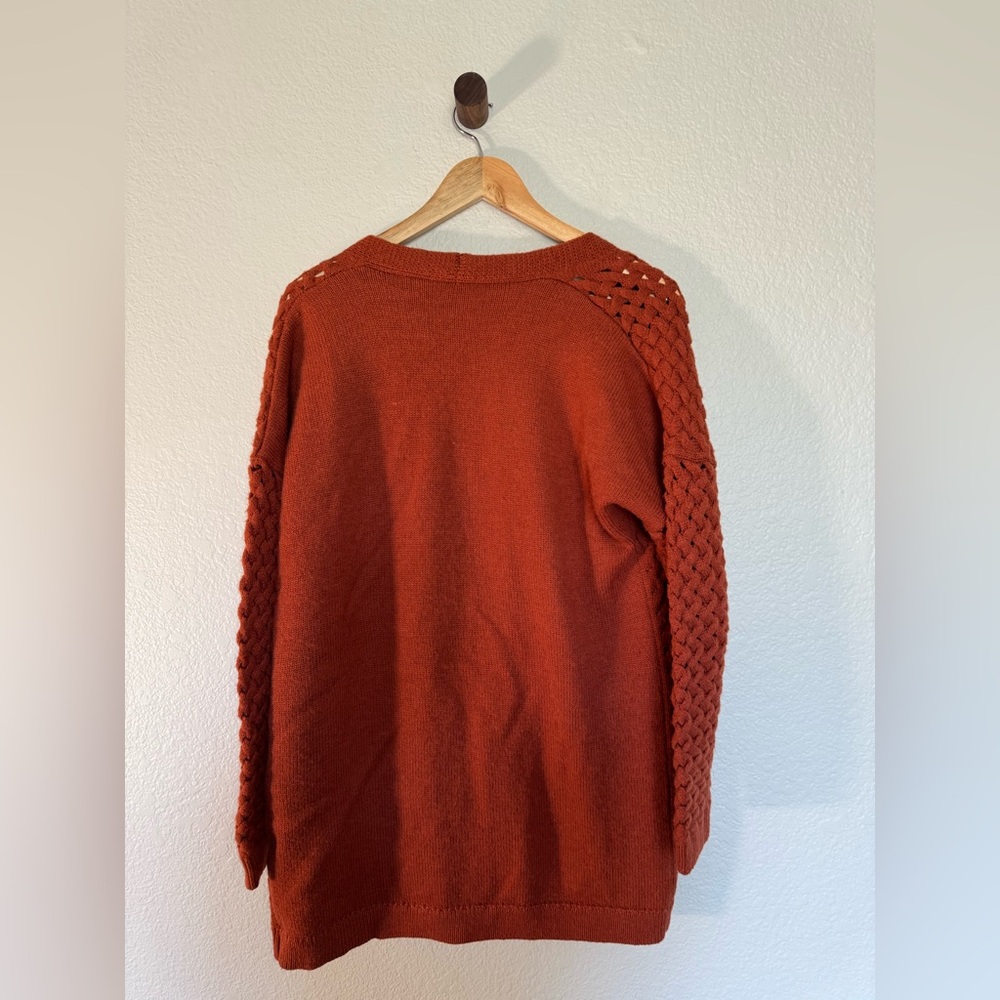 Size Large Long Knit Rust Colored Cardigan - Picture 4 of 5